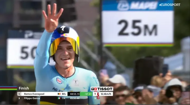 Remco Evenepoel celebra su cuarto título mundial
