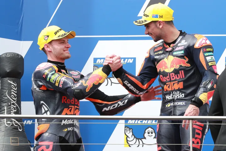 binder oliveira on the 2017 moto2 australian gp podium