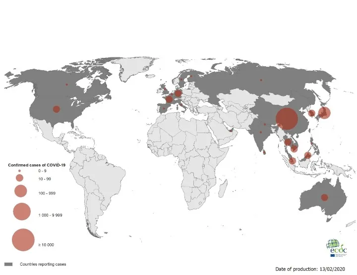novel coronavirus ncov geographical distribution world 13 february 2020 1