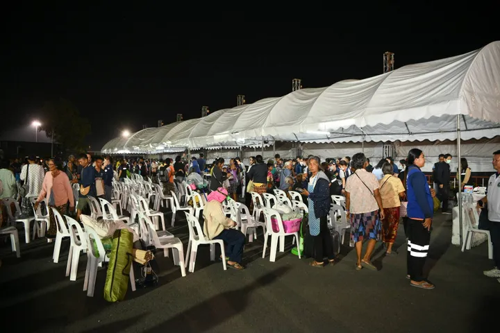 Refugees sheltering within facilities at the Chang International Circuit in Buriram