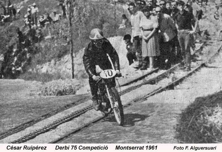 1961 Cesar Rui Perez con la Derbi 75 al Montserrat (foto di Francisco Alguersari su Espana Motociclista)