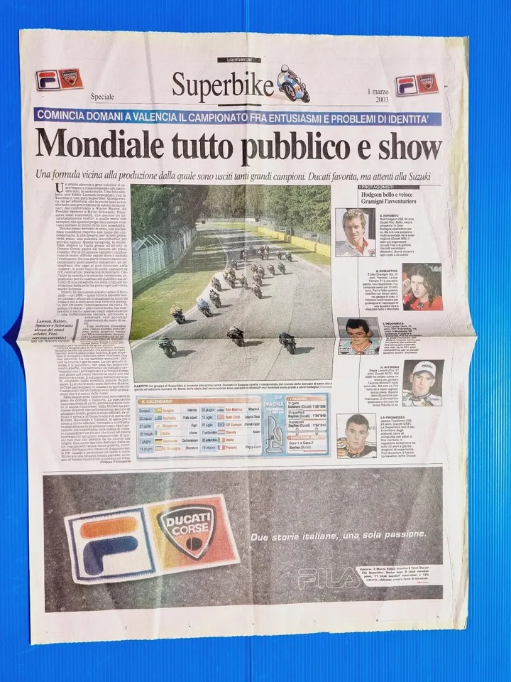 Superbike 2003: ecco si presentava sulla Gazzetta
