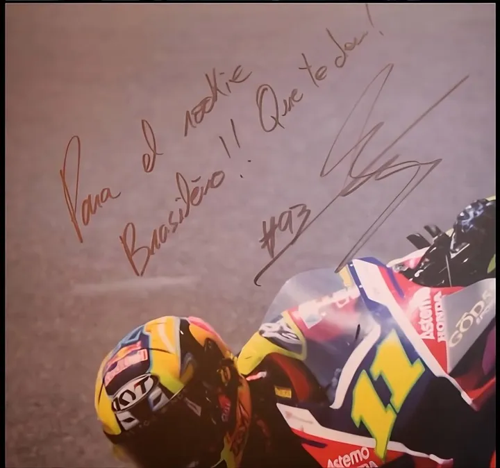 Diogo Moreira and Marc Marquez share a lighthearted moment at Mugello