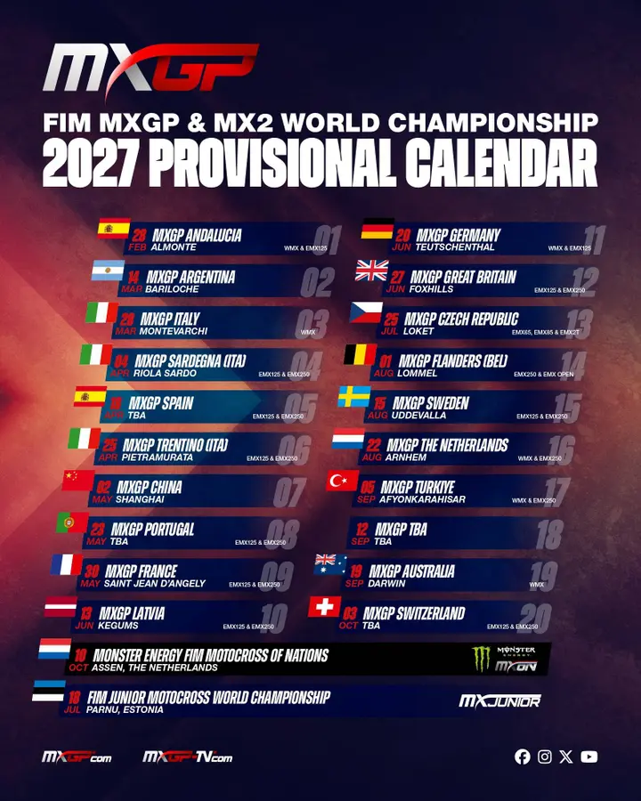 Provisional 2027 MXGP calendar