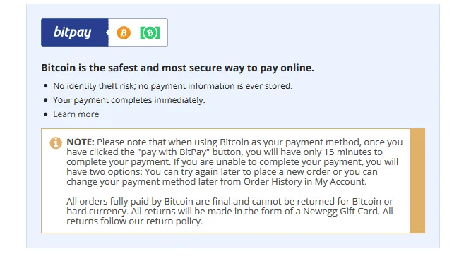 newegg accepts bitpay bitcoin and bitcoin cash