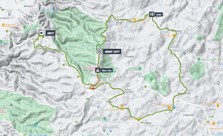 Tour Down Under stage 5 map