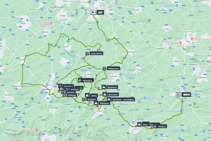 Map Omloop Het Nieuwsblad 2023