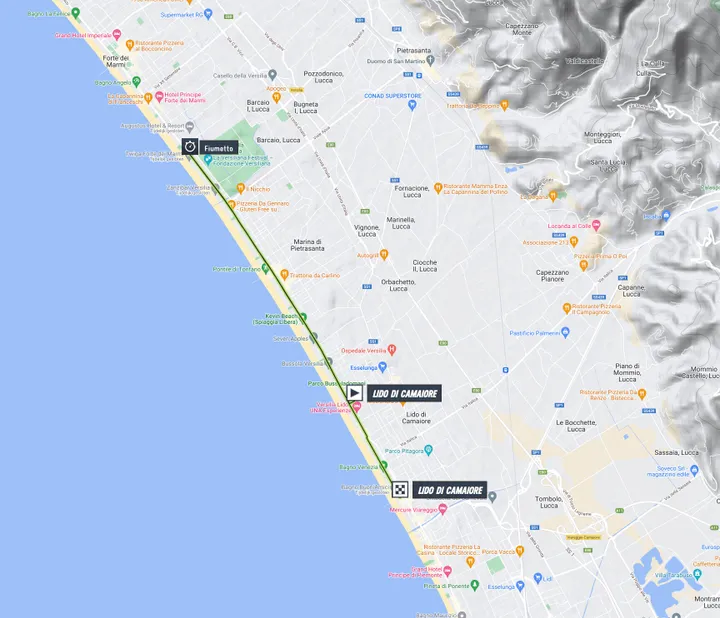 Tirreno-Adriatico stage 1 map