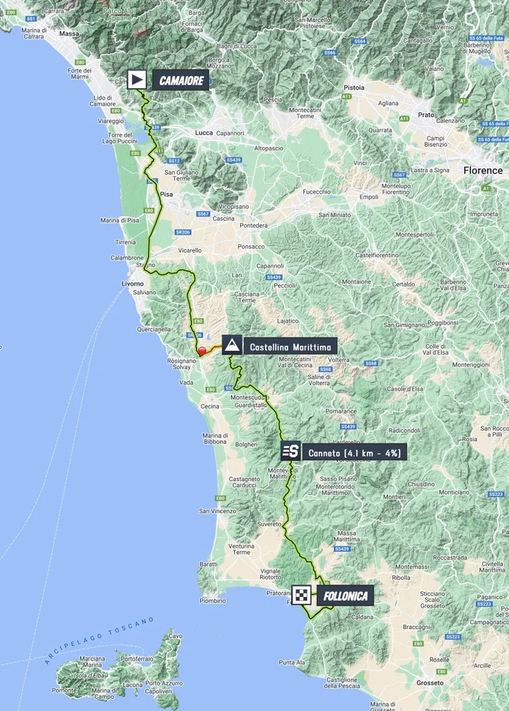 Tirreno-Adriatico stage 2 map
