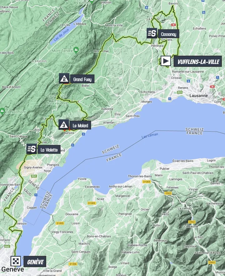 Map Tour de Romandie 2023 stage 5