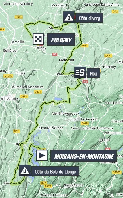 Map Tour de France 2023 stage 19