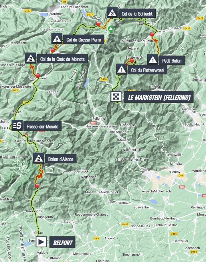 Map Tour de France 2023 stage 20