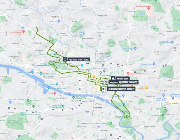 Map&nbsp;Glasgow World Championships Mixed Time-Trial 2023