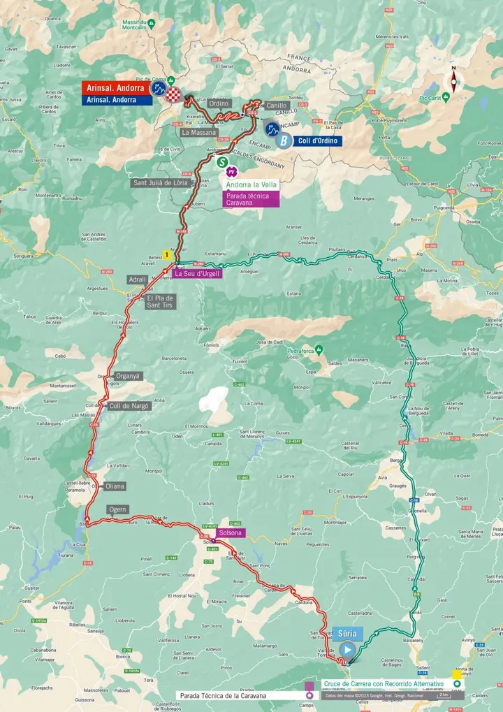 Mapa da etapa 3 da Vuelta a Espana 2023