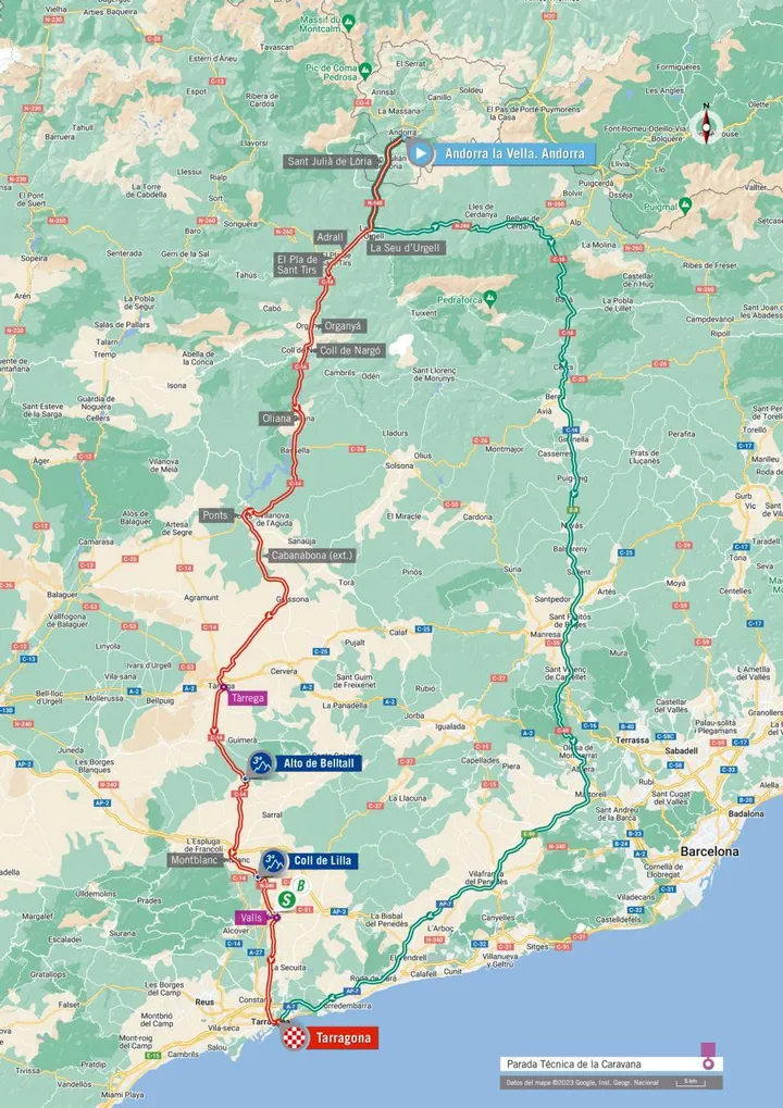 Mapa da etapa 4 da Vuelta a Espana 2023