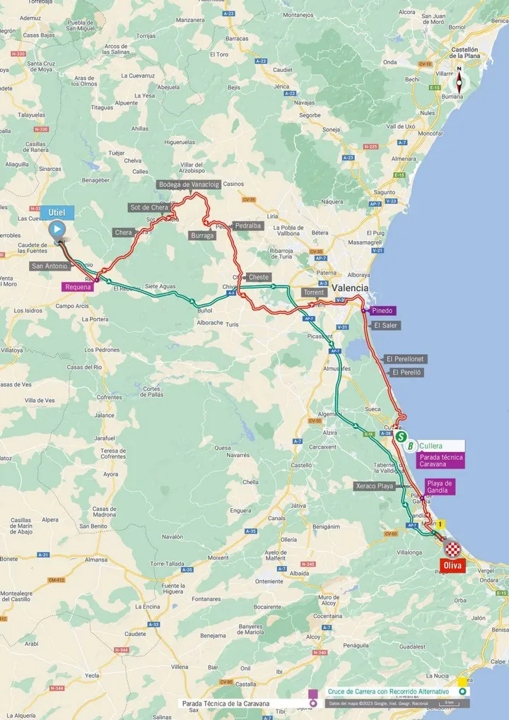 Mapa da etapa 7 da Volta à Espanha 2023