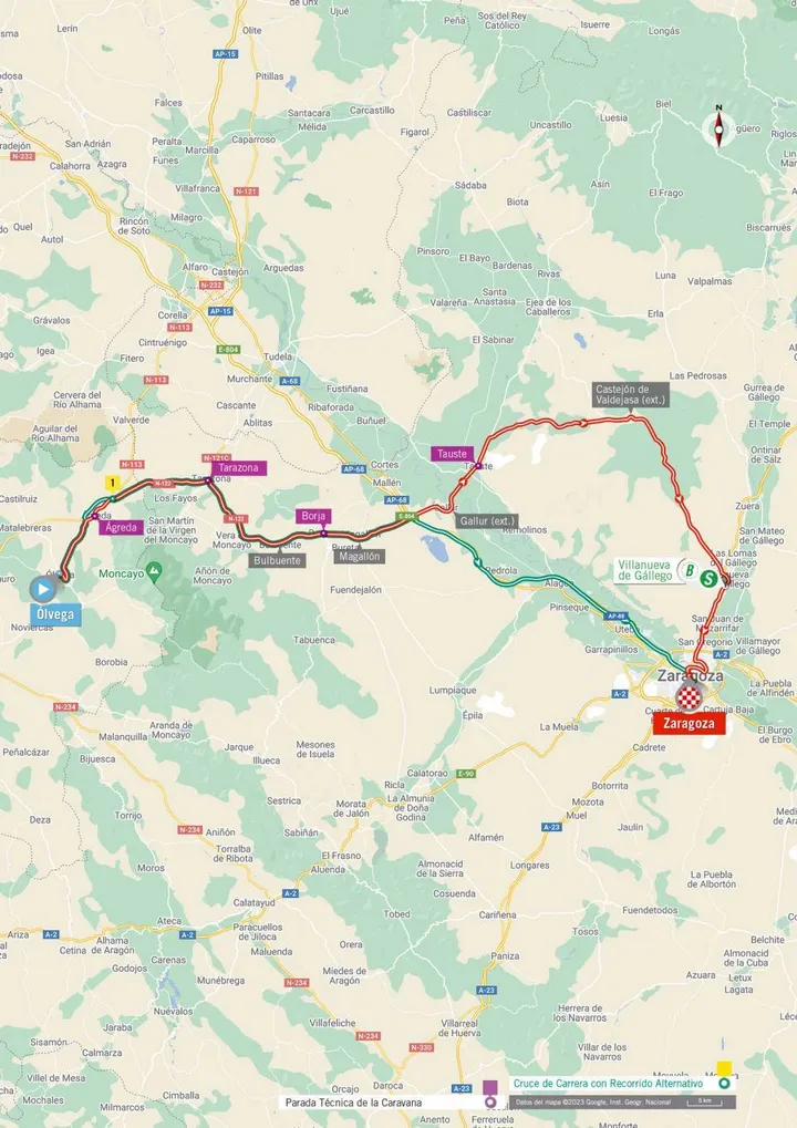 Mapa da etapa 12 da Vuelta a Espana 2023