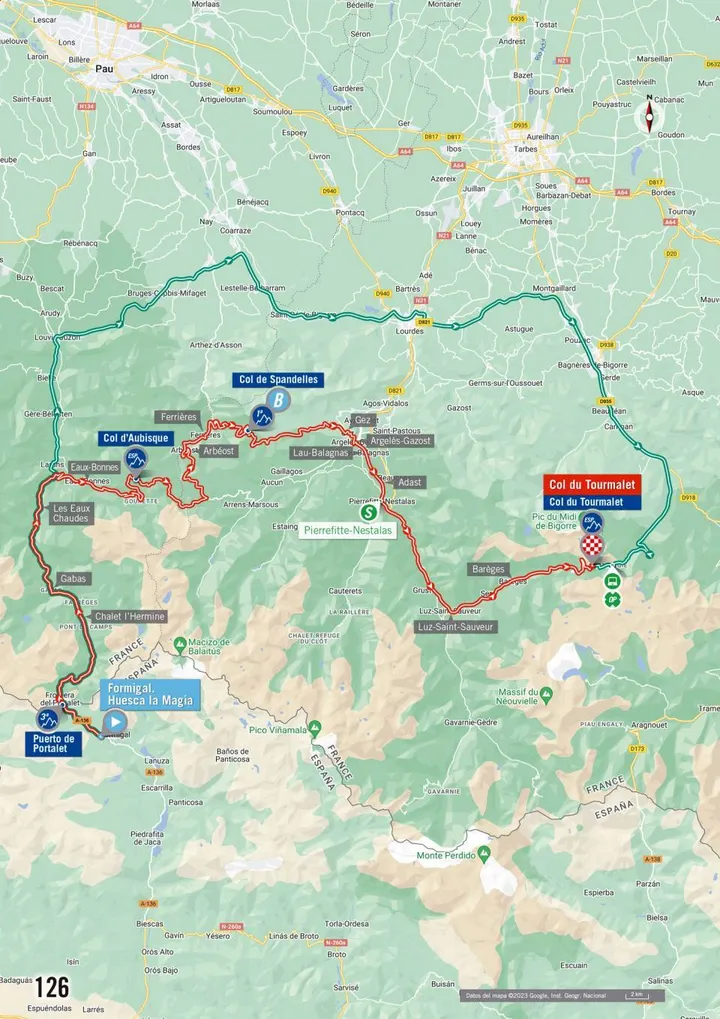 Mapa da etapa 13 da Vuelta a Espana 2023