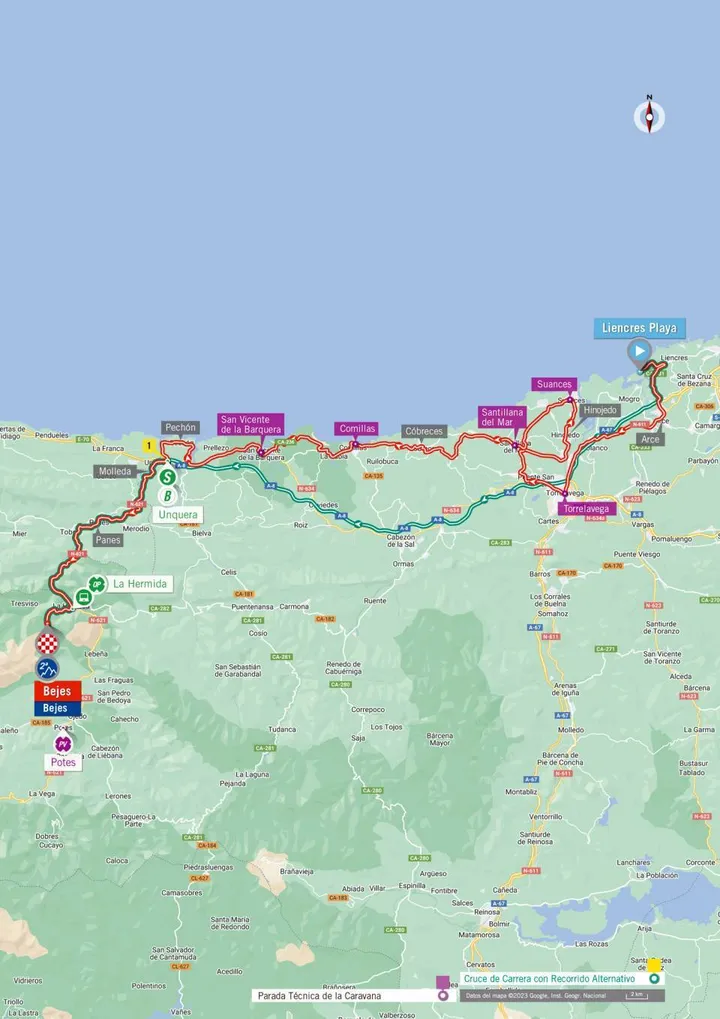 Mapa da etapa 16 da Vuelta a Espana 2023