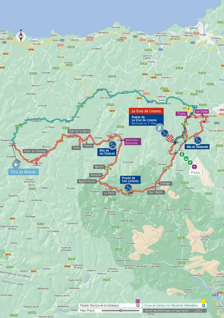 Mapa da etapa 18 da Vuelta a Espana 2023