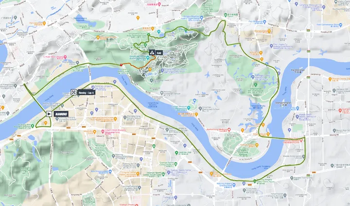 Mapa da etapa 3 da Volta a Guangxi 2023