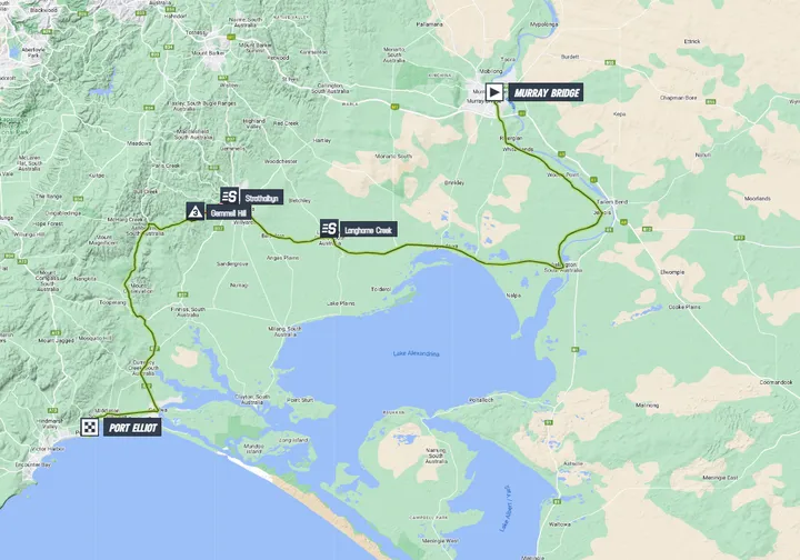 Mapa da etapa 4 do Tour Down Under 2024