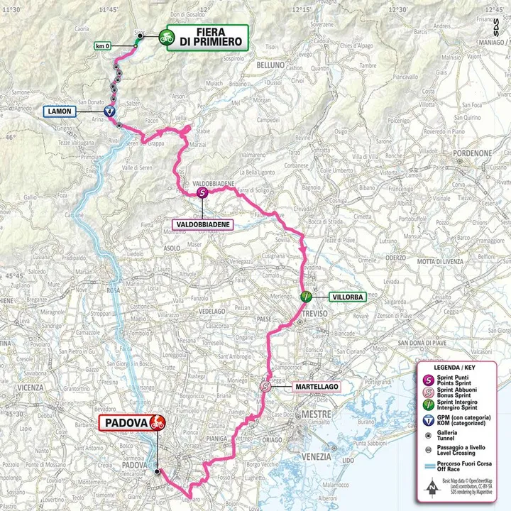 Map Giro d'italia 2024 stage 18