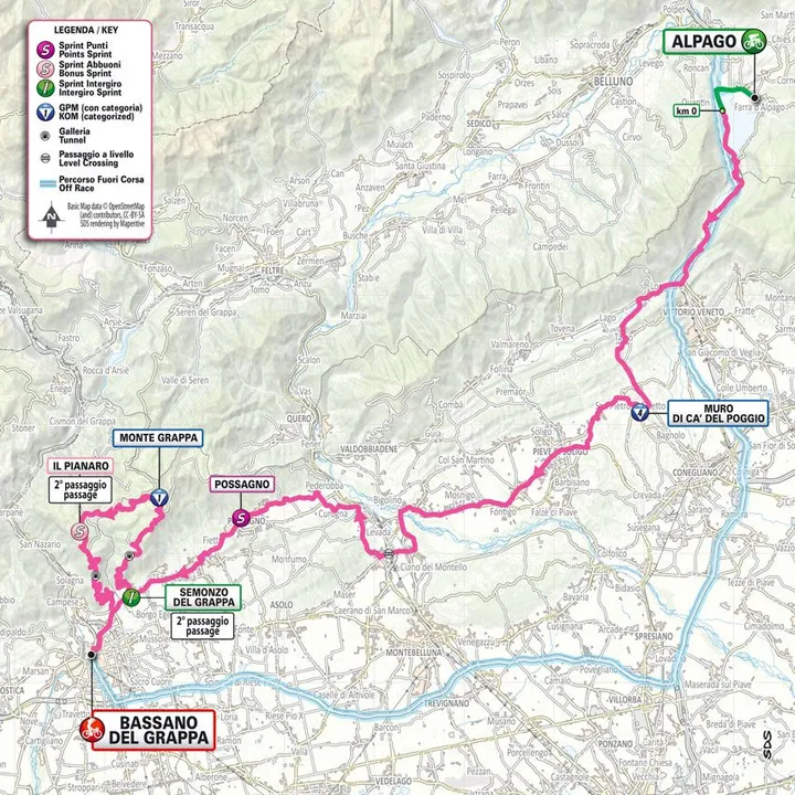 Map Giro d'Italia 2024 stage 20