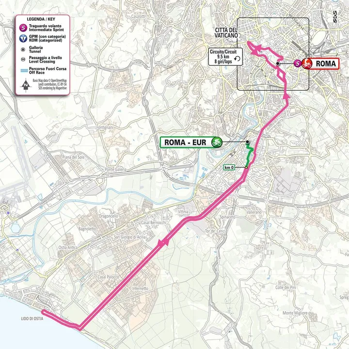 Map Giro d'Italia 2024 stage 21
