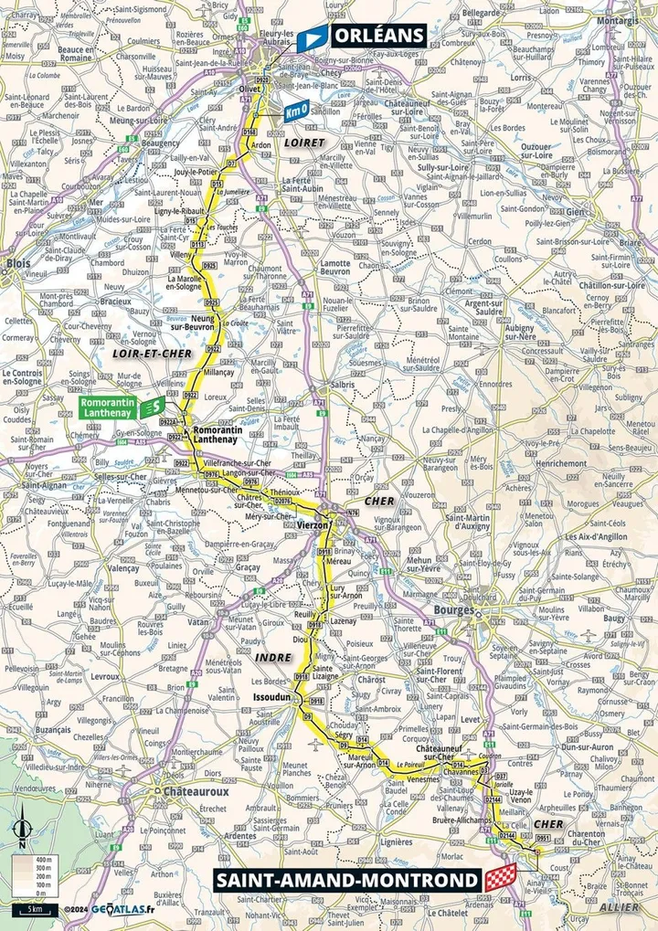 Map Tour de France 2024 stage 10