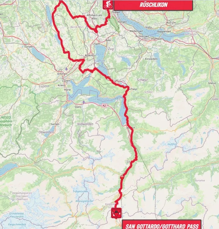 Mapa Tour de Suisse 2024 etapa 3&nbsp;