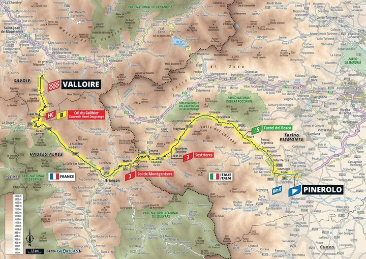 Mapa da etapa 4 da Volta a França 2024