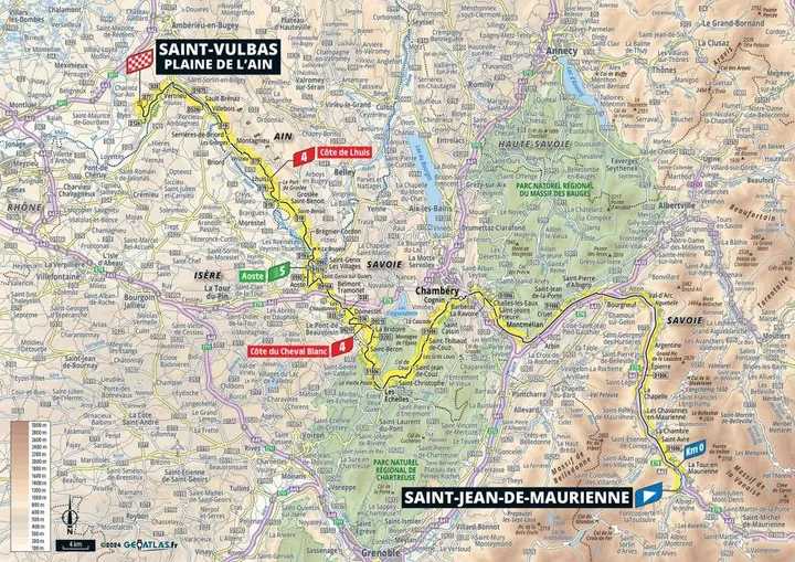 Mapa da etapa 5 da Volta a França 2024