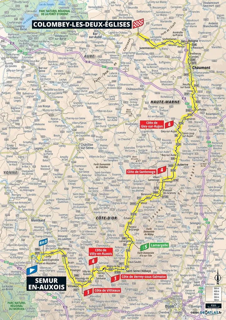 Mapa&nbsp; Etapa 8 da Volta a França 20241