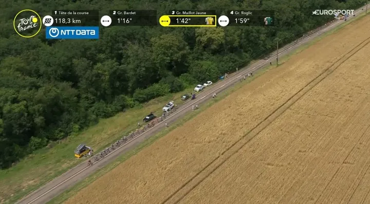Roglic ficava para trás e teve de fazer um esforço enorme para voltar a entrar no grupo