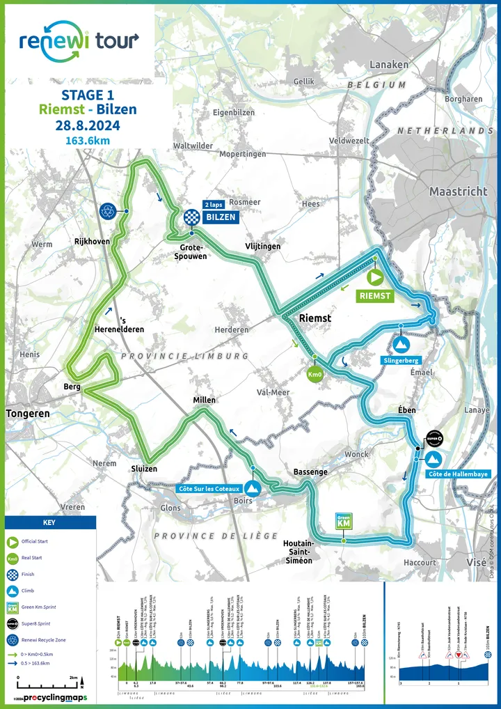 Mapa da etapa 1 do Tour 2024 de Renewi