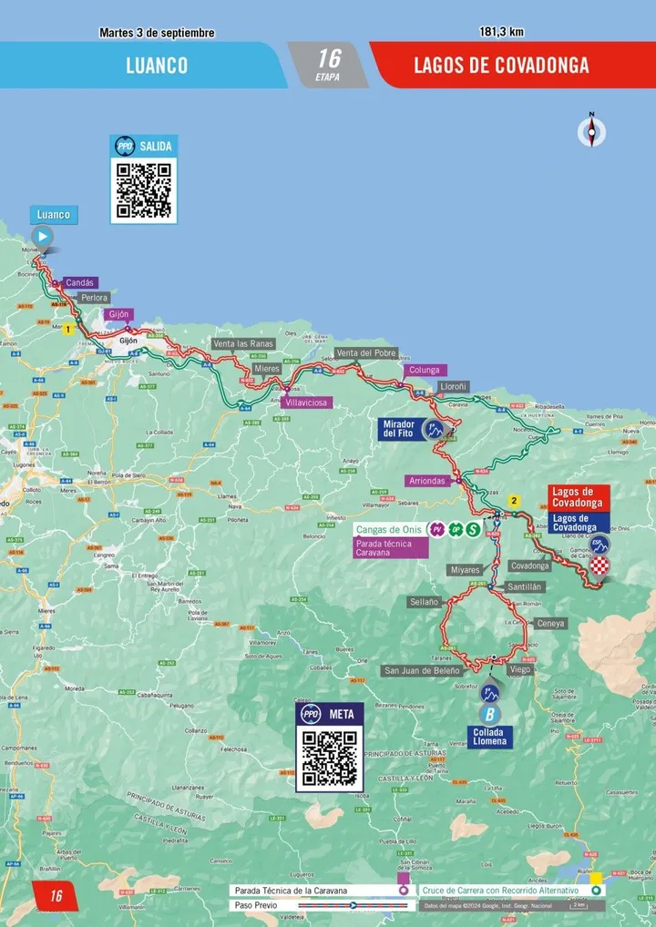 Mapa da etapa 16 da Volta a Espanha 2024&nbsp;