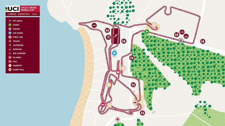 Mapa do Circuito da Taça do Mundo de Ciclocrosse em Cabras