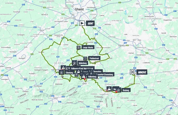 Mapa Omloop Het Nieuwsblad 2025