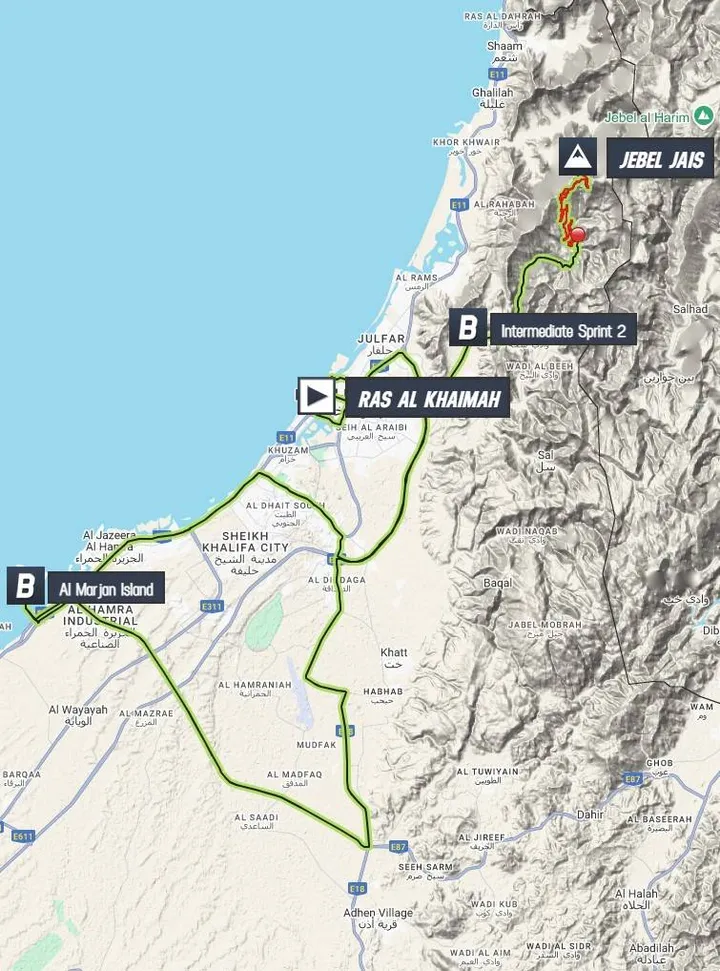 Mapa UAE Tour 2025 etapa 3