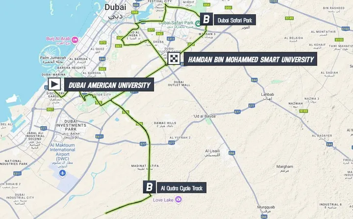 Mapa da 5ª etapa do UAE Tour 2025