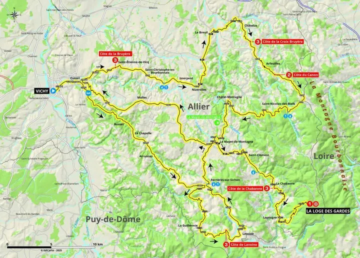 Mapa Paris-Nice 2025 etapa 4