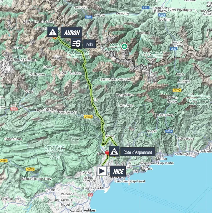 Mapa da etapa 7 do Paris-Nice 2025