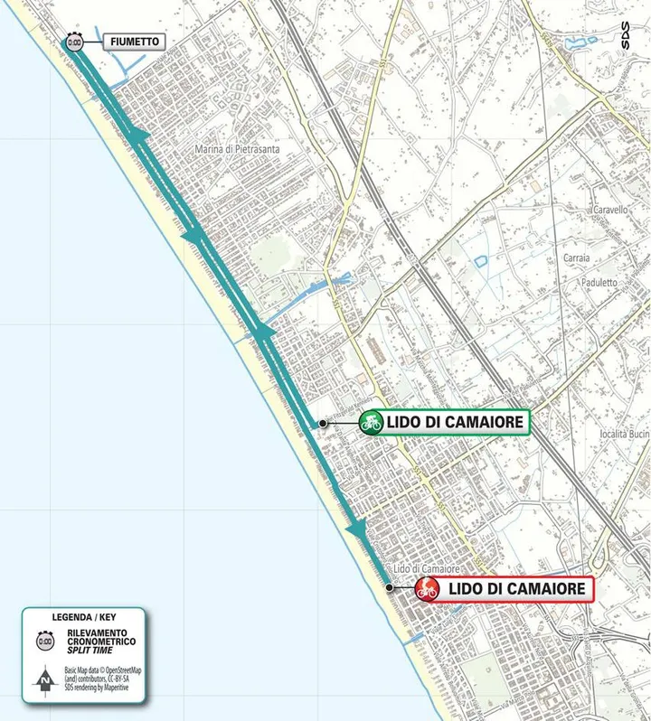 Mapa da etapa 1 do Tirreno-Adriatico 2025