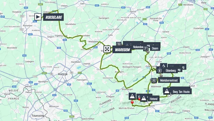 Mapa da Dwars door Vlaanderen 2025