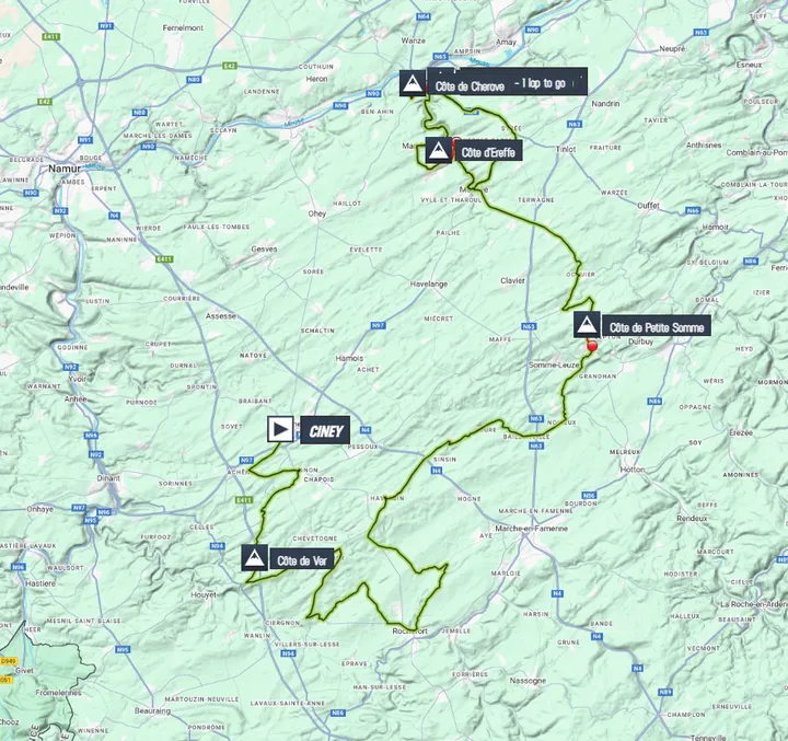 Mapa da Flèche Wallonne 2025