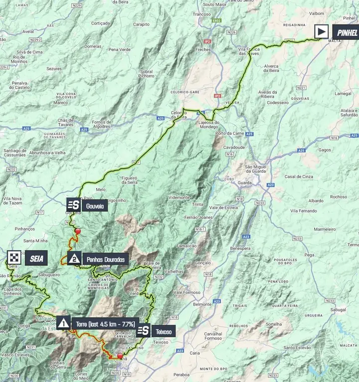 Mapa da 3ª etapa do GP Internacional da Beiras e Serra da Estrela 2025