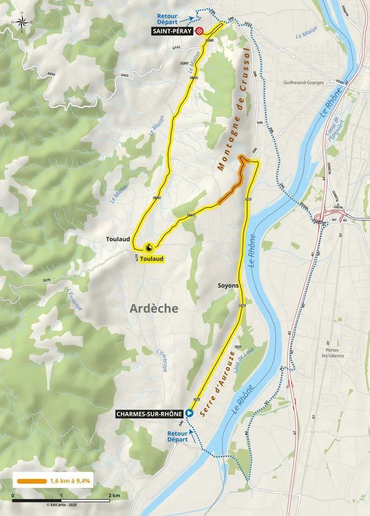 Mapa da 4ª etapa do Critérium du Dauphiné 2025