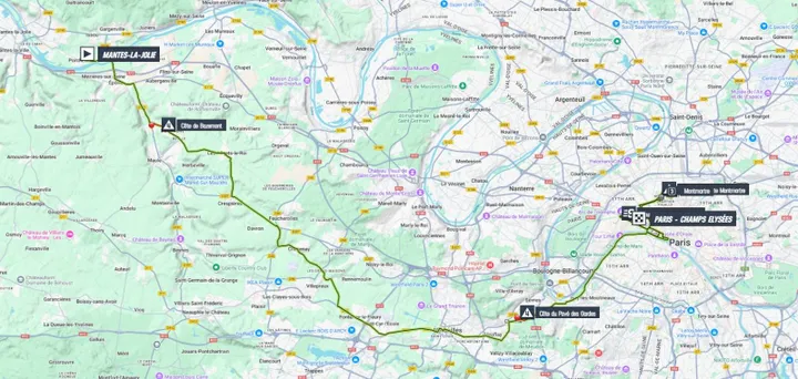 Mapa da etapa 21 da Volta a França 2025
