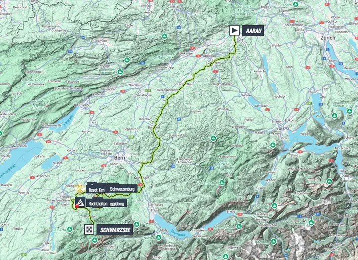 Map Tour de Suisse 2025 stage 2